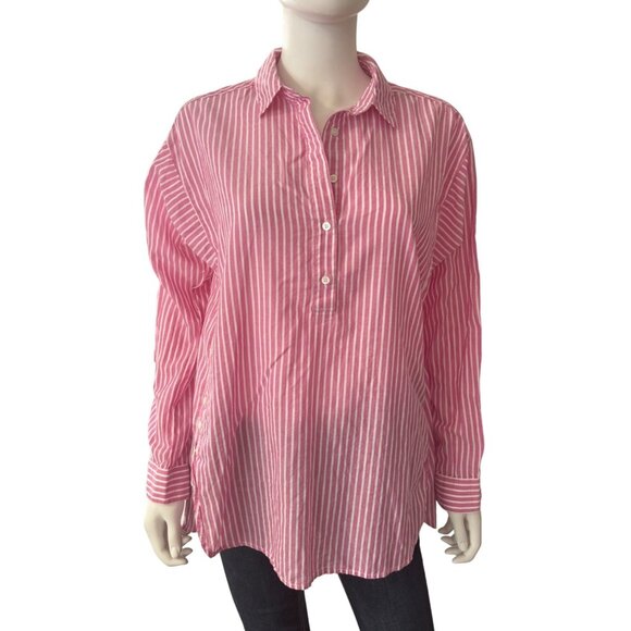 J.McLaughlin Pink & White Striped Button-Down Shirt Size M - Picture 1 of 6